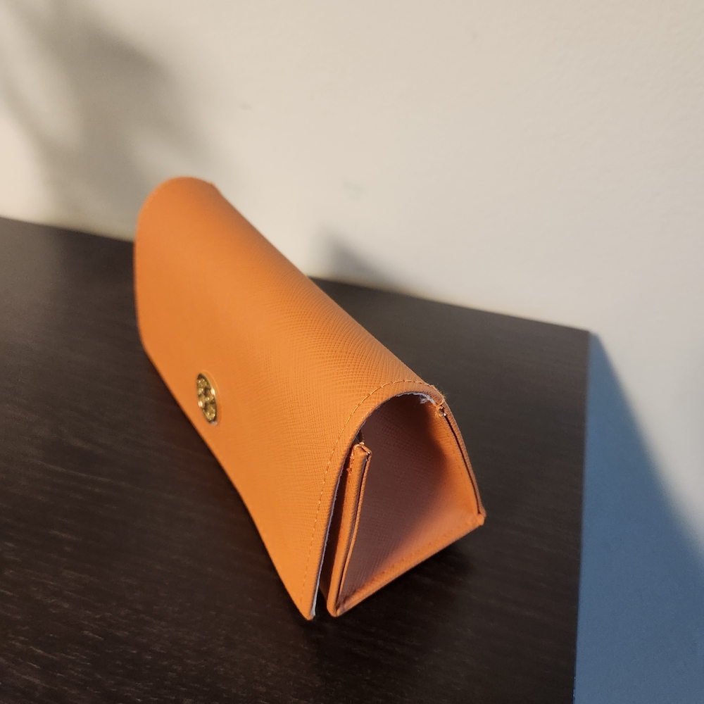 Tory Burch Woman Leather Sunglasses Case In Orange Color New